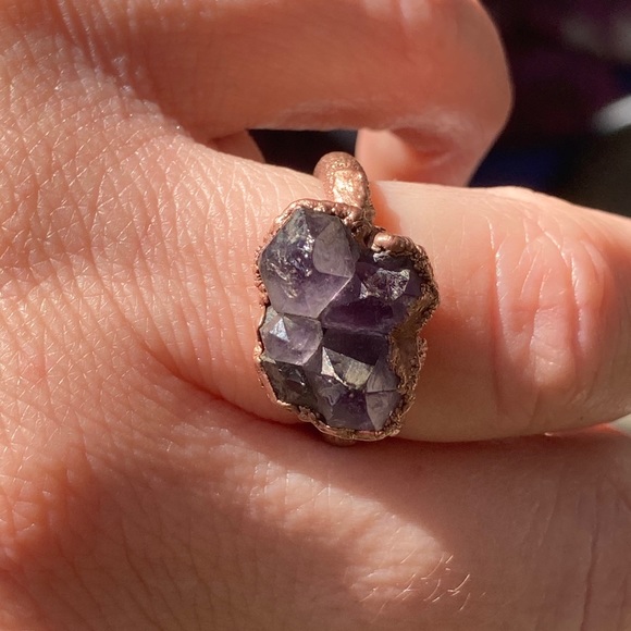Amethyst Point Cluster Ring Electroformed sz 7 - Picture 13 of 15